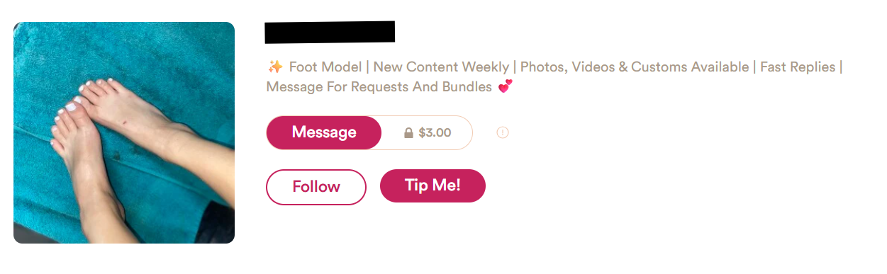 Seller profile advertising new content weekly