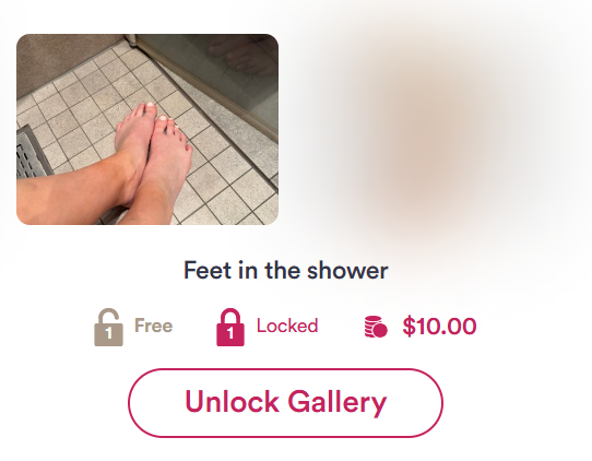 'Feet in the shower' single gallery listing priced at $10