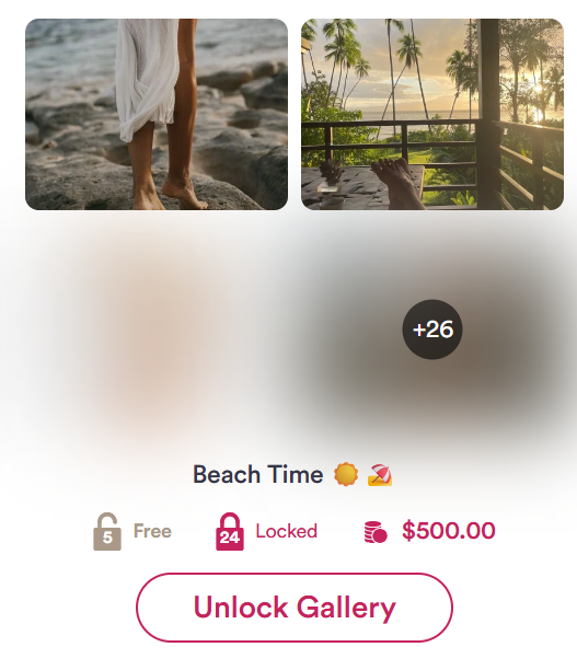 Premium 'Beach Time' gallery listing priced at $500