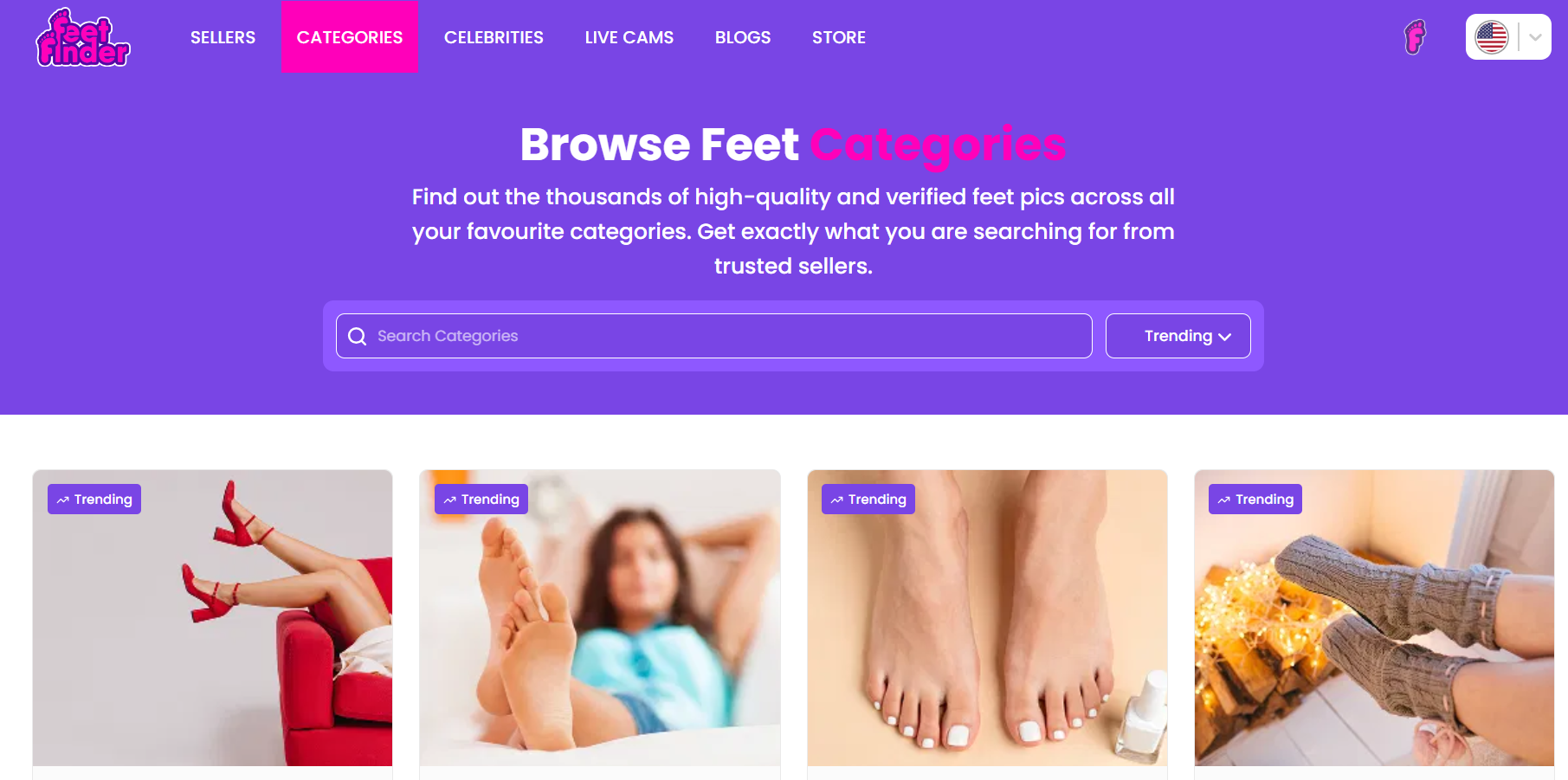 FeetFinder browse feet categories page